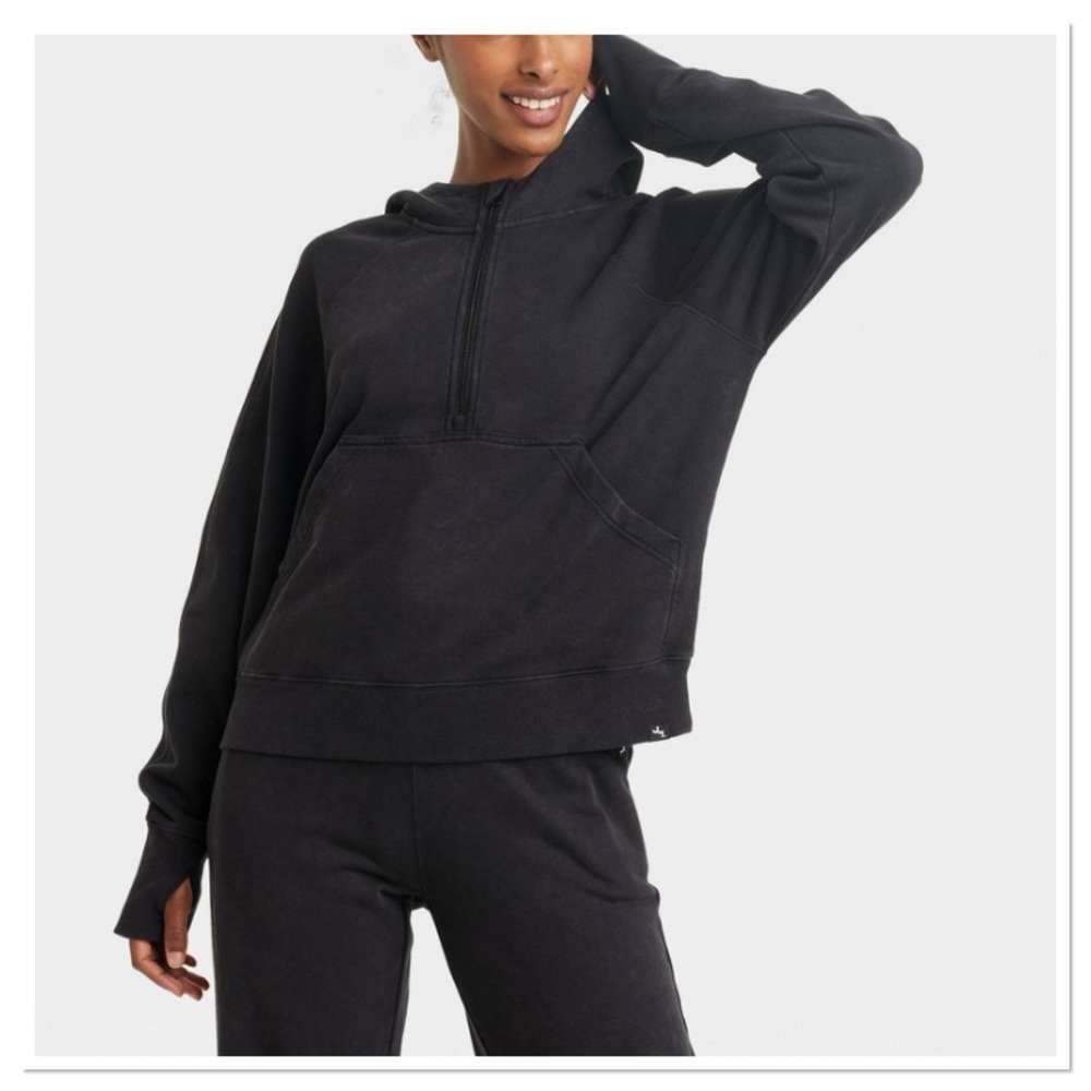 Joylab Women’s Black Half Zip Fleece Pullover Sweatshirt